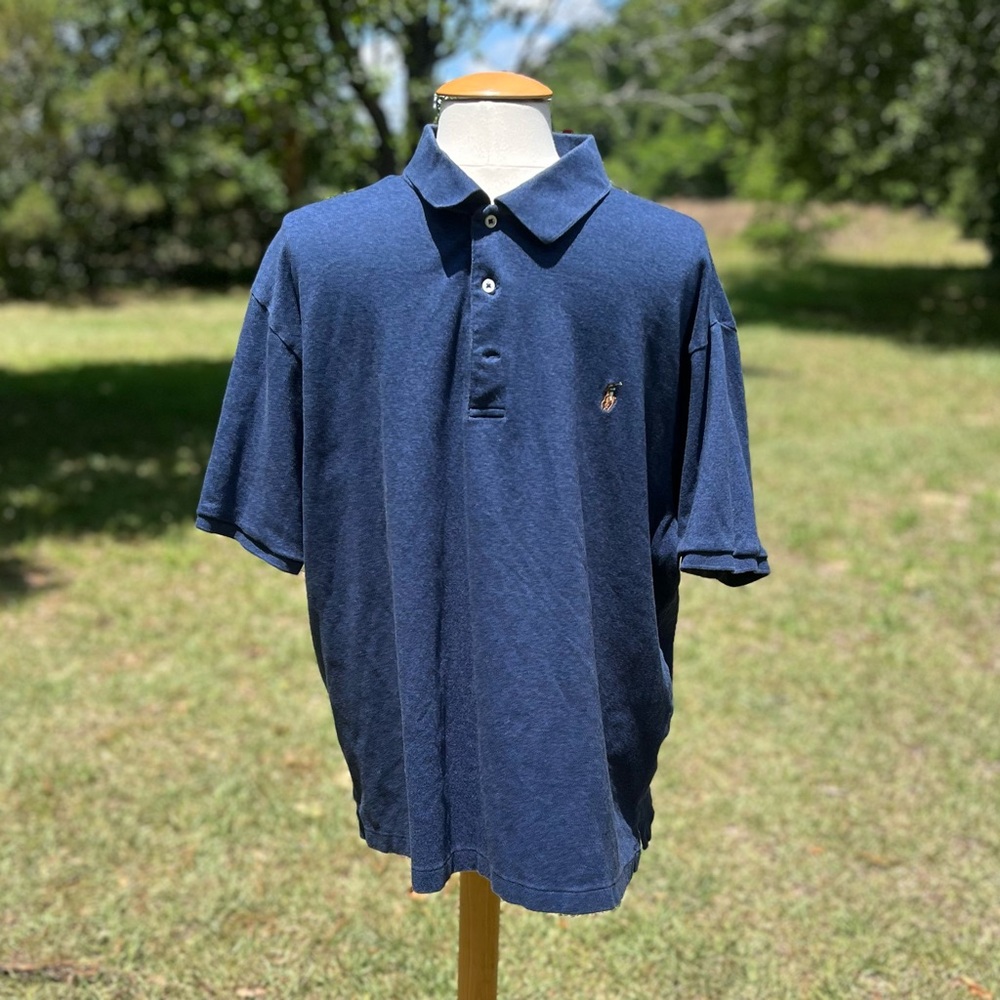 Men’s Polo Ralph Lauren Blue Short Sleeve Golf Shirt Size 2XB (CBM0002)
